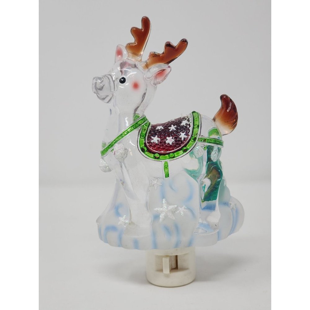 Plug In Reindeer Night Light  Indoor Green Red Brown Blue‎ And Clear